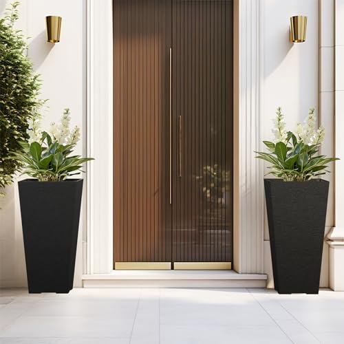 Kante 28 Inch Tall Planter Set of 2, Large Taper Planter for Outdoor Indoor Garden Patio Front Door (Black) by Kante - Image 3