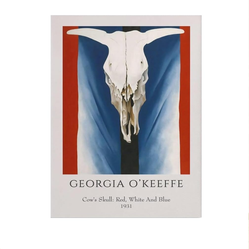 SSLDP LFHLI Georgia O'Keeffe Exhibition Posters Cow's Skull Wall Art Georgia O'Keeffe Prints Canvas Painting Home Decor Pictures 50x70cm No Frame