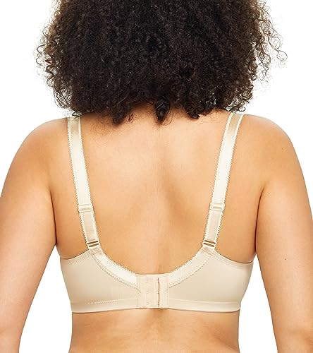 Dotvol Women's Full Coverage Unpadded Bras Floral Lace Underwire Plus Size Everyday Bra(Beige,34D) #TOP2