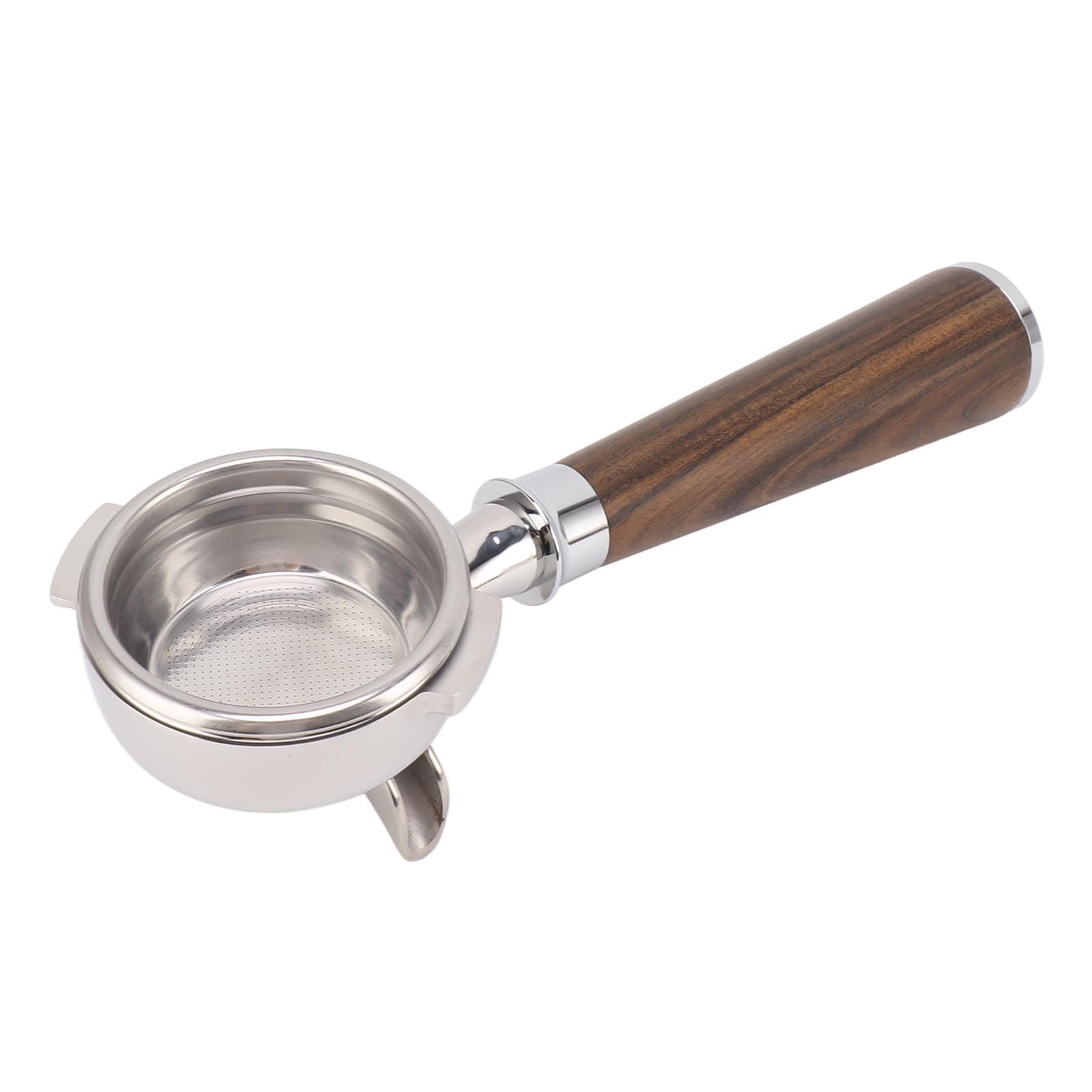 Kaffeezubehör, 2 Ausgießer, Holzgriff 58 Mm, Filterhalter für Kaffeemaschinen aus Edelstahl für die Küche (Geben Sie einen schwarzen Säurezweig ein)