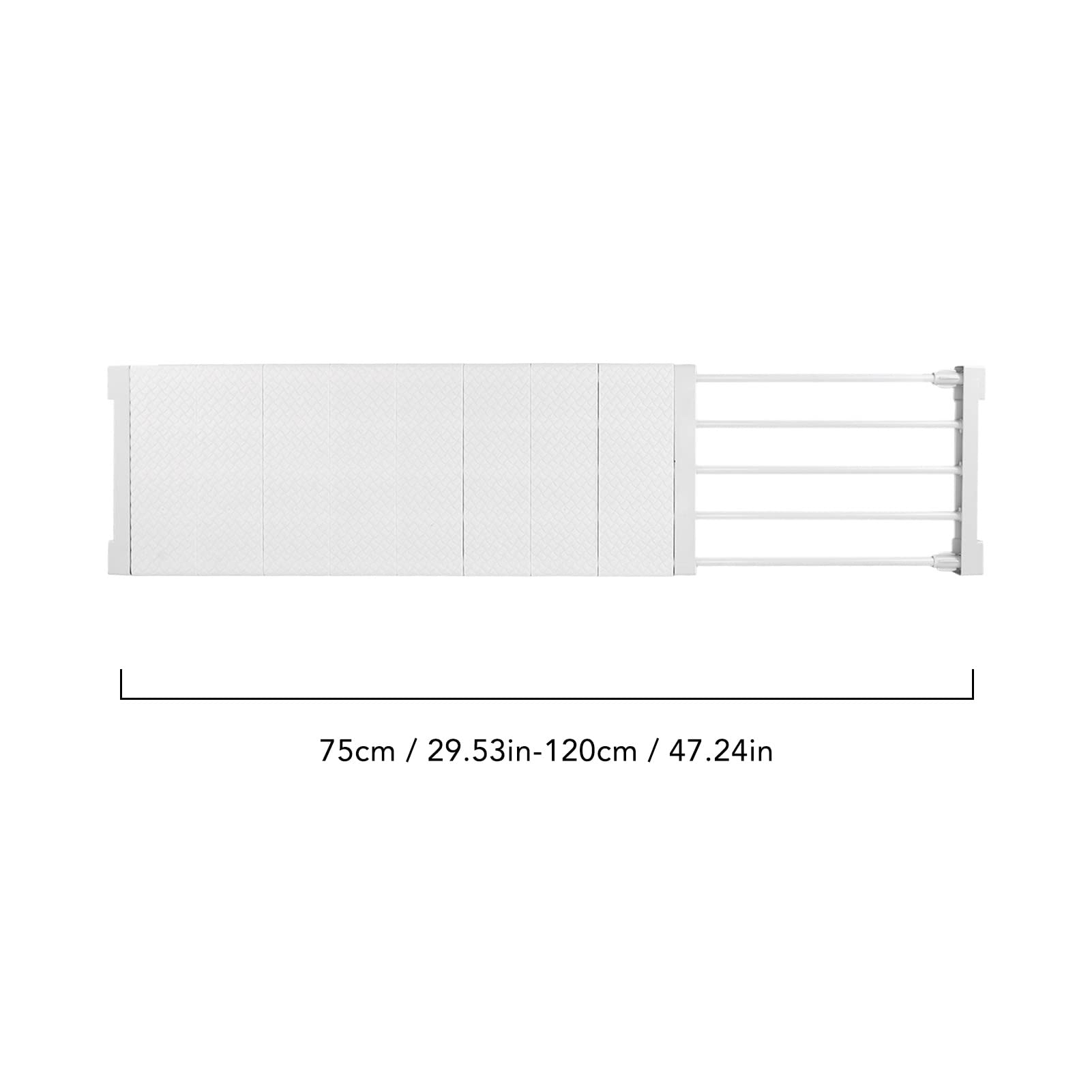 Estante de Tensión, Separador de Armario Ajustable Extensible de 24 Cm de Ancho Organizador de Guardarropa Separador de Estante de Almacenamiento(75‑120cm / 29.5‑47.2in Length)
