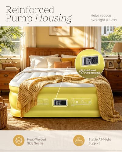 Image of VOSSER Queen Air Mattress with Built-in Pump, 18 inch Raised Blow Up Inflatable Mattress Queen, Heavy Duty 660lbs Luxury Comfort Air Bed for Home, Guests & Camping, Thick Self-Inflating Bed