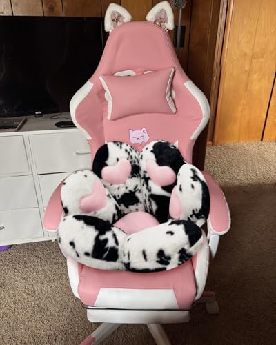 Image of MOONBEEKI Cat Paw Cushion Chair Comfy Kawaii Chair Plush Seat Cushions Shape Lazy Pillow for Gamer Chair 28 inchx 24 inch Cozy Floor Cute Seat Kawaii for Girl Gift, Dining Room Bedroom Decorate (Milk Cow)