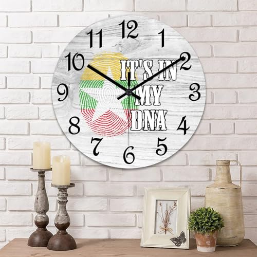 Reloj de pared de madera de Birmania de 38 cm con diseño redondo de bandera 2