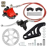 XIKOBY Upgraded Mini Bike Hydraulic Brake Kit and Rear Brake Caliper Mounting Bracket Adapter for Coleman CT100U with 180mm Disc Brake Rotor Master Cylinder Pad Assembly Hardware Part