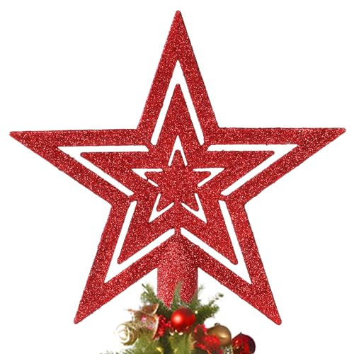 Rot Glitzernde Weihnachtsbaumspitze Stern, Glänzenden...
