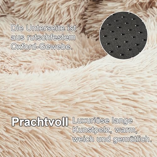 Jiupety Round Hundebett Flauschig von Pfote Form, Donut Hundebetten, Hundebett Kleine Hunde Größe 66cm, Dog Bed Bequem und Weich, Hundebettn Waschbar, Kamel