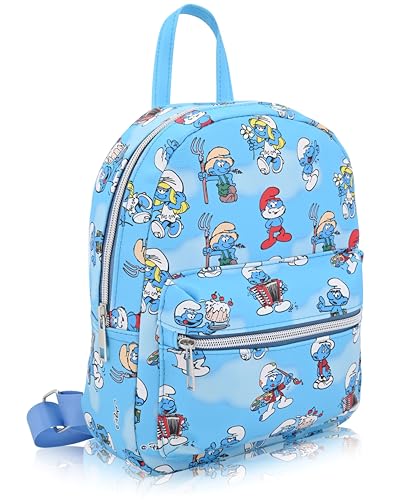 Fast Forward Smurfs Backpack for Women, Men, Boys, Girls, Unisex | Cute PU Leather 10" Smurfs Mini Backpack Purse Shoulder Purse | Smurfs Bag and Smurfs Accessories2