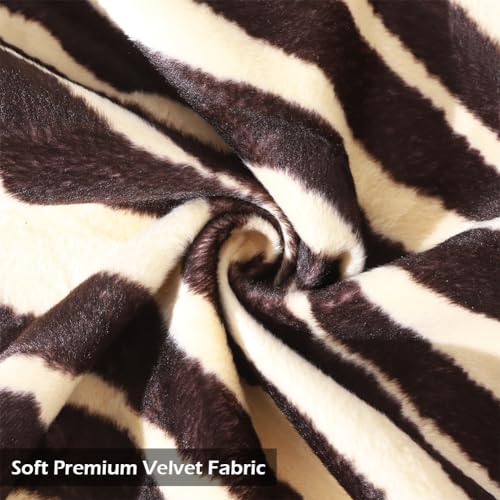 Carrie Home XZEBRA1818-2A Zebra Decor Animal Print Zebra Pillow Covers Soft Velvet Throw Pillows 18X18 Set Of 2 Modern Farmhouse Home Decor thumb #2