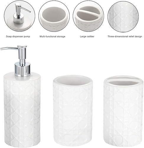 Miniatura 10 de CAA'S - Juego de 4 accesorios de baño, dispensador de jabón de cerámica, soporte para cepillo de dientes, vaso y jabonera para decoración del hogar,