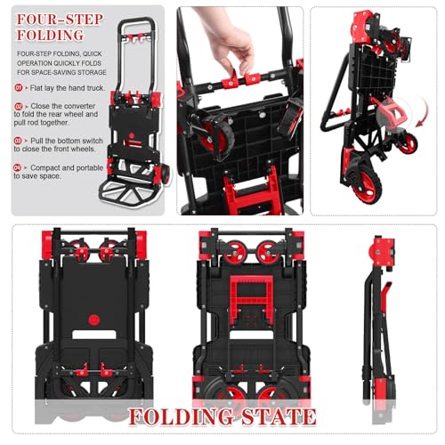Carretilla plegable 2 en 1, capacidad 330 lb, uso manual miniatura 4
