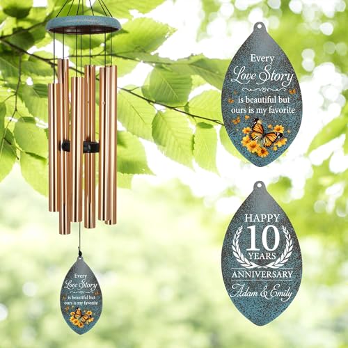 Image of ASTARIN Personalized 20th 50th Anniversary Wind Chime, Happy Anniversary Wedding Valentine's Day Gift for Wife Husband Men Women Sister, Golden Anni Keepsake for Parents Couples