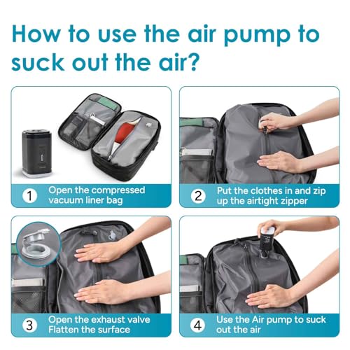 Image of travel inspira Backpack for Travel, 60L Expandable Vacuum Backpack with Electric Vacuum Pump, Water-Resistant & TSA Anti-Theft for Airplane Vacuum Seal Compression Air-Seal Bag for Travel