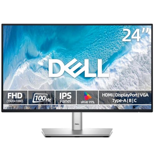 Image of Dell 24 inch FHD Monitor, IPS LED Display, 100Hz Refresh Rate, 99% sRGB, HDMI, DisplayPort, VGA, USB Type-A|B|C, Ultra-Thin Bezel, Low Blue Light, Height /Tilt /Swivel /Pivot, Multicolor