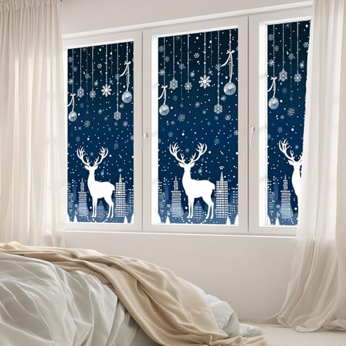 Vinilo decorativo ventana invierno ciervo blanco 39.3x17.7 in miniatura 5