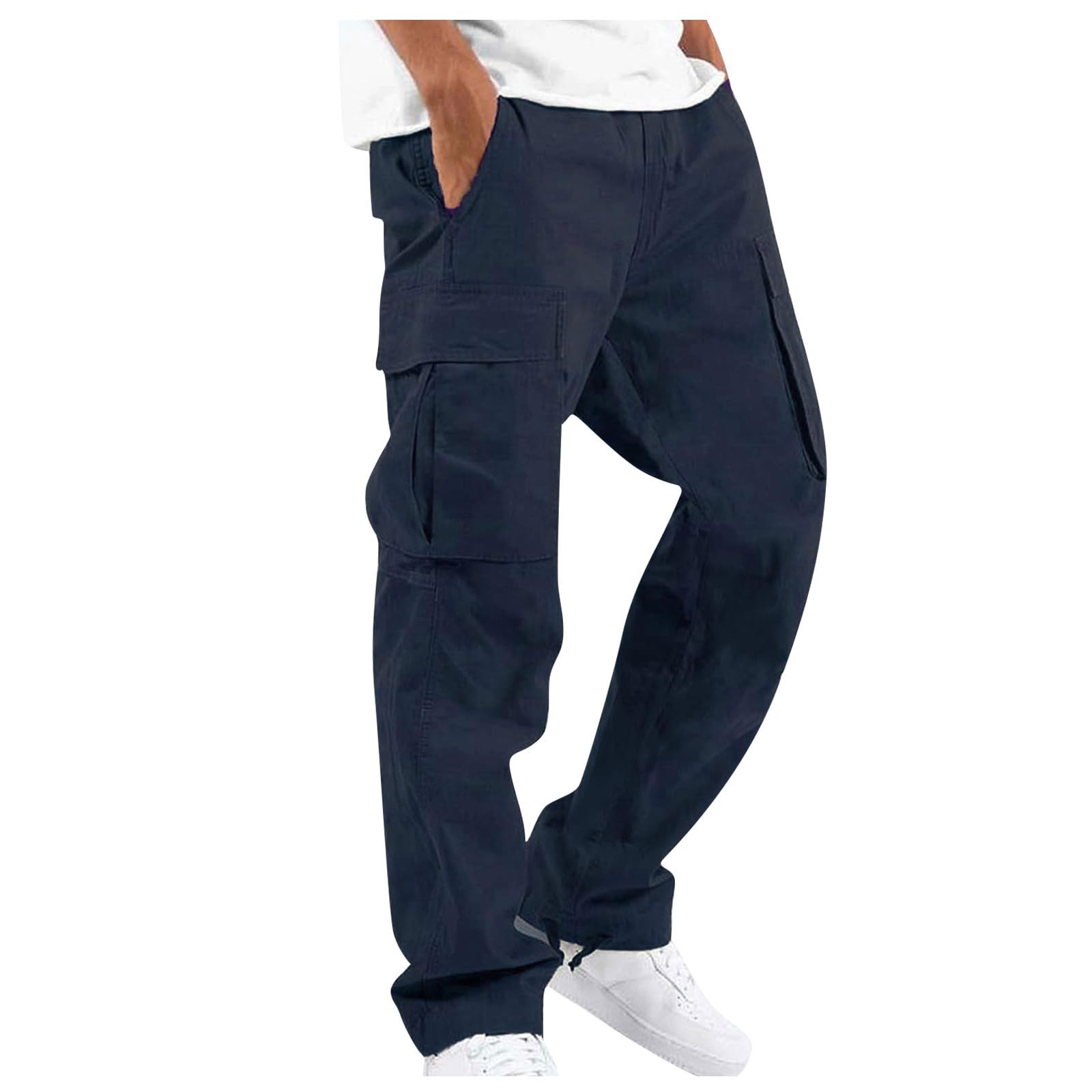 lcyhony Cargo Pants for Men Baggy Elastic Waist Drawstring Lightweight Hiking Pants Breathable Joggers Work Pant with Pockets