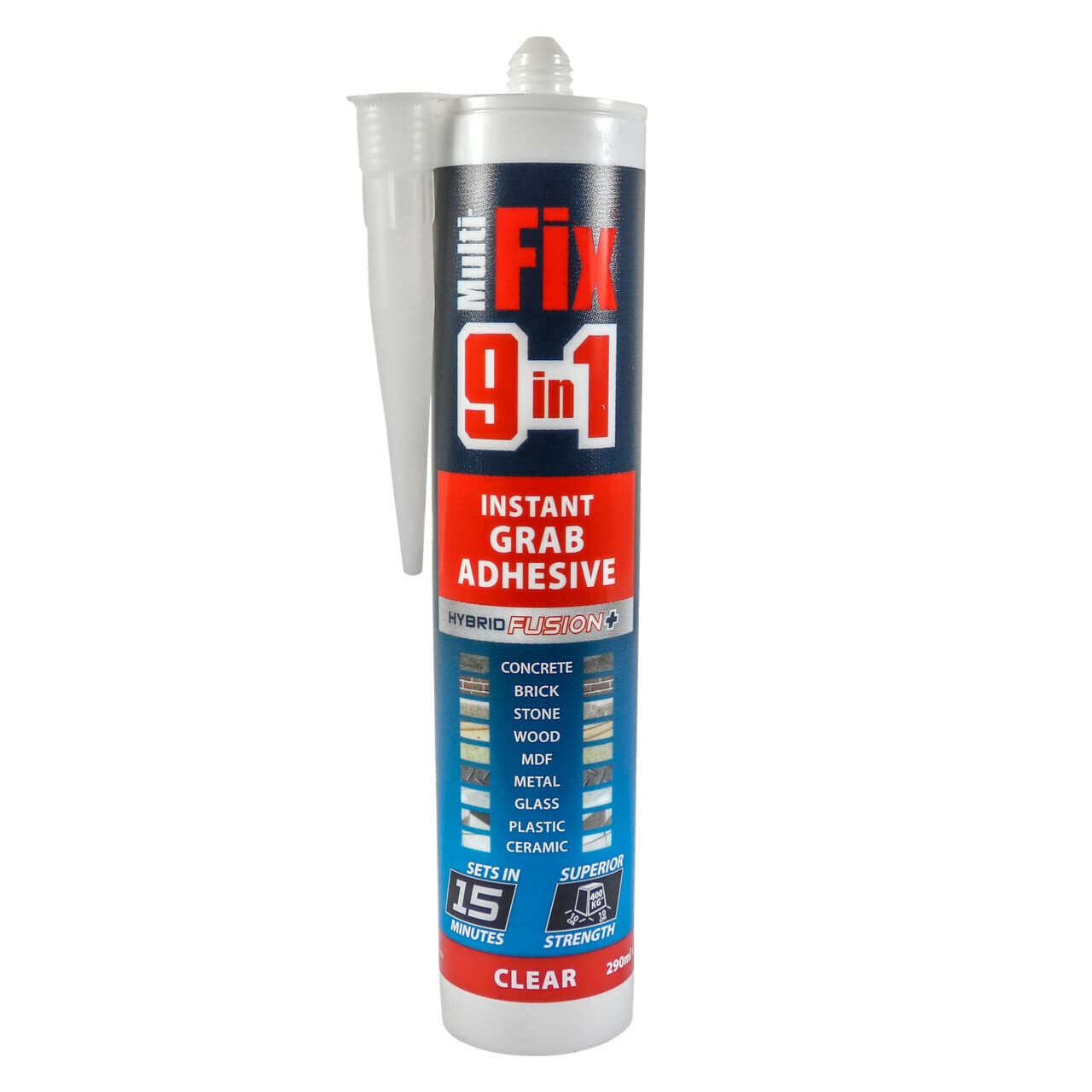 Timco 9 in 1 Instant Grab Adhesive - Clear 290ml Super Bonding Strength Building