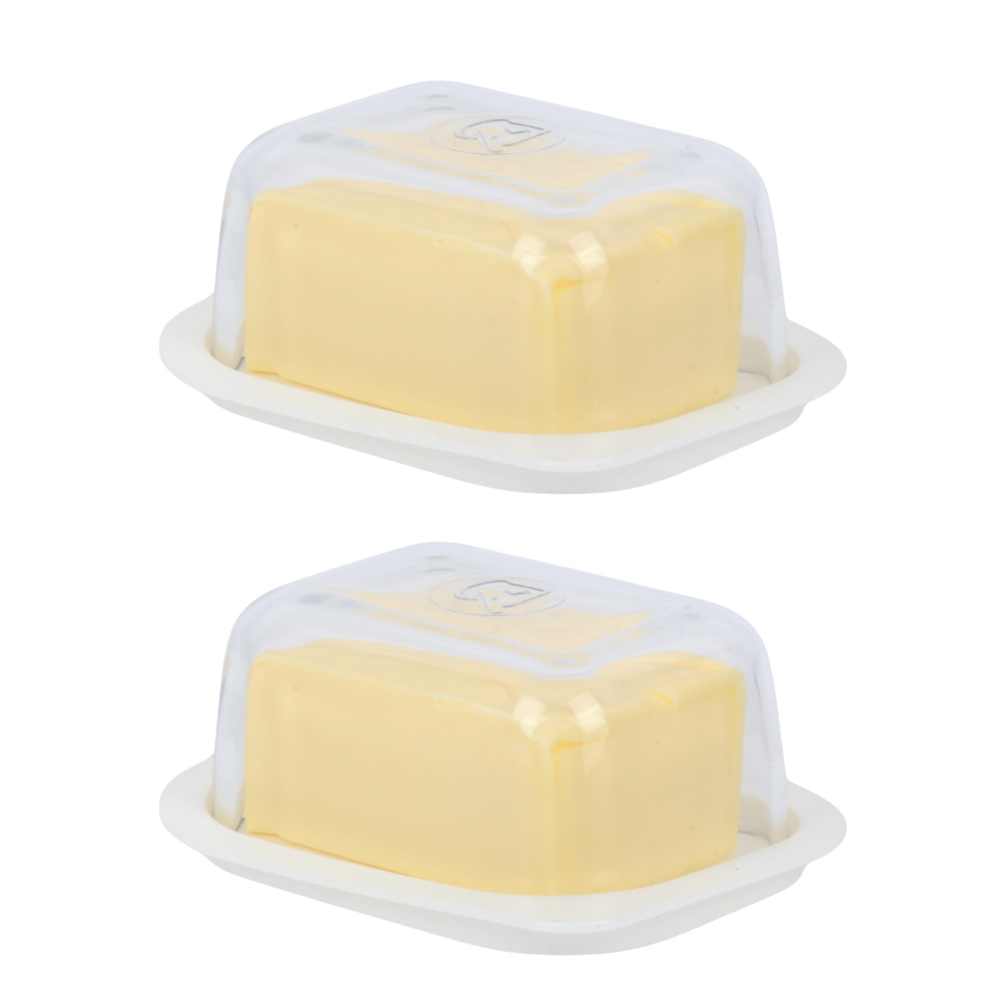 Glasshop (Pack of 2) Glass Butter Dishes with BPA-Free Lids, Fits 250g European Butter, Durable Butter Holders, Dishwasher Safe.