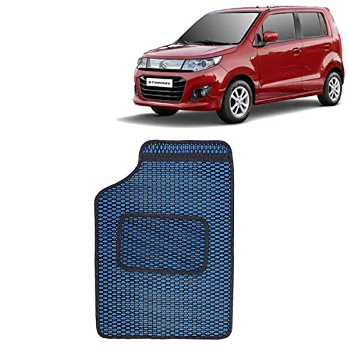 Image of Kingsway Dotted Design Car Floor Foot Mats Universal Fit for Maruti Suzuki Wagon R Stingray, Model Year : 2014-2018, Water and Dustproof, Color Blue, Set of 5 Pieces