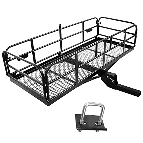 Carivia Folding Hitch Mount Cargo Carrier 60' x 24' x 14' 510 LB Capacity Heavy Duty Cargo Rack Rear...