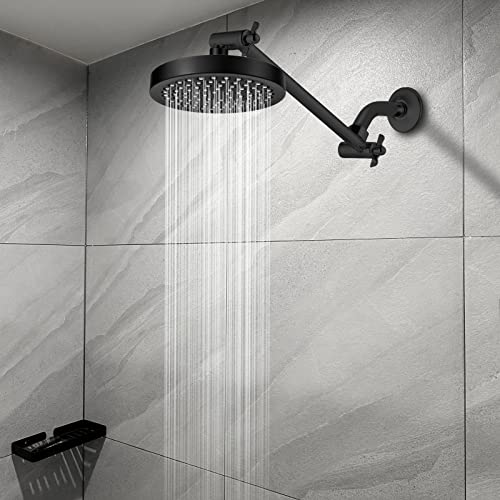 Shower Head Extension Arm By Nuodan - 11" Solid Brass Shower Arm With Universal Connection To Showerheads - Easily Adjustable The Height And Angle Of The Rain Or Handheld Shower Heads (Black) #TOP6
