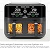 CHEFMAN 5,6 Liter Doppelkorb- Heißluftfritteuse mit Easy-View-Fenster, Sync-Finish, Hi-Fry, automatische Abschaltung, spülmaschinenfest, 2100W, digital - Schwarz