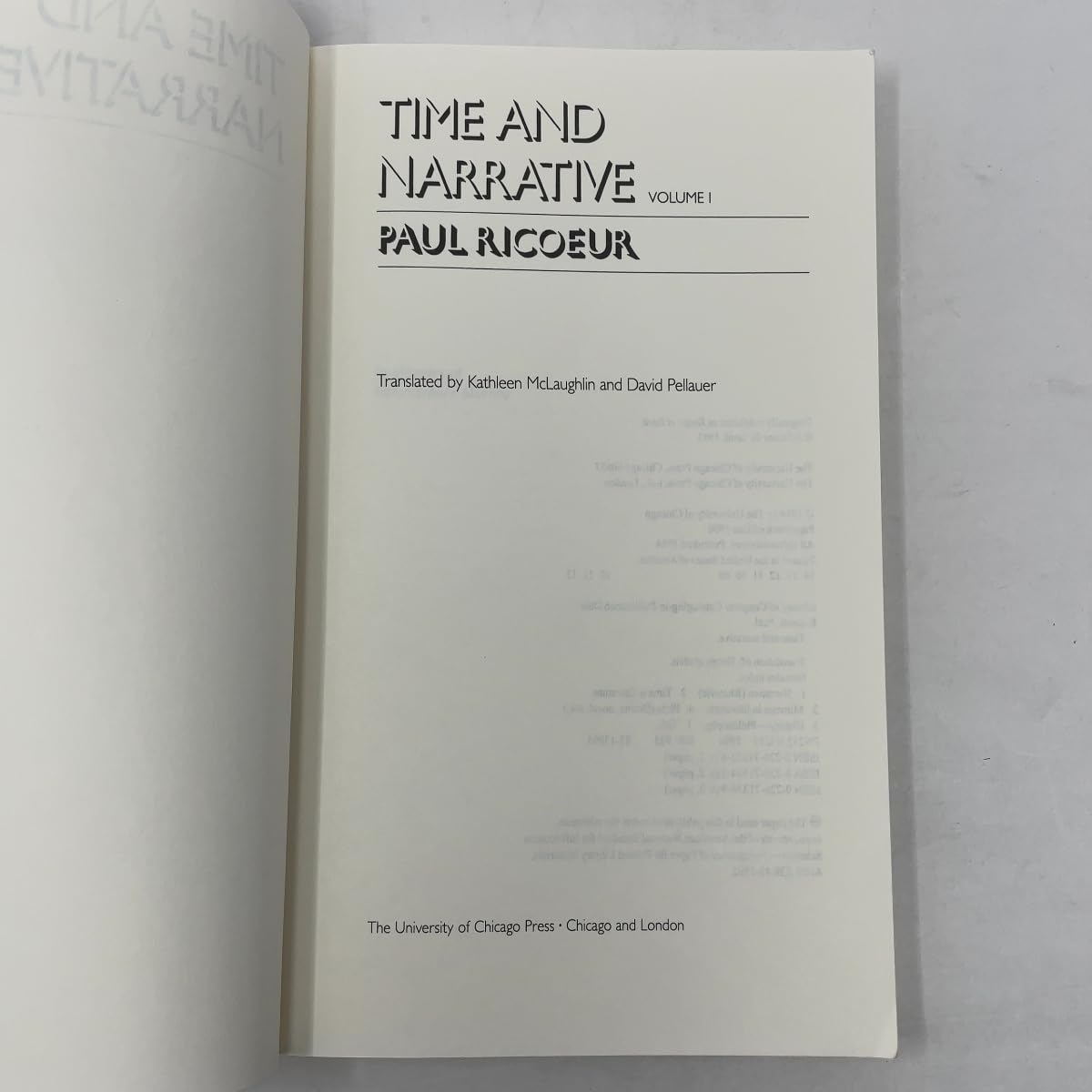 Time and Narrative, Volume 1: 001