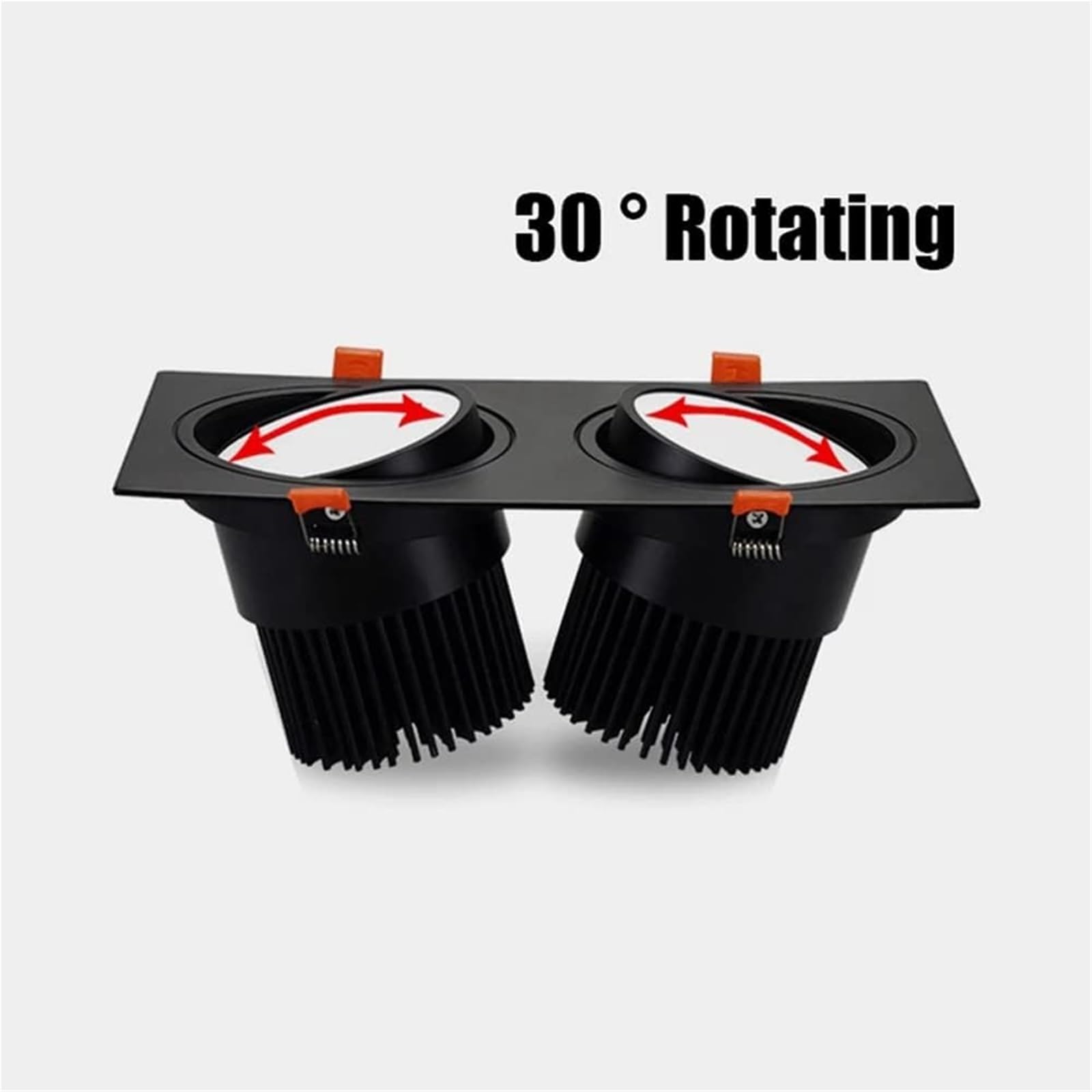 Plafoniera LED Bianca/Nera, Illuminazione da Incasso Quadrata Doppia, Rettangolare, 3000K, 10W-80W, faretti LED girevoli ad Alta luminosità, Bianchi (Nero, 80W)