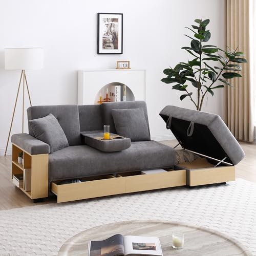 KEIKI Multi-Functional Sofa Sleeper with Storage Ottoman and Two ...