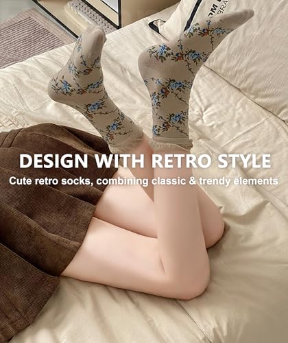 Image of IIG Womens Novelty Cotton Crew Socks Cute Animals Socks Fun Flower Socks (fit women's shoe size 5-9)