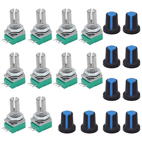 Twtade 10Pcs Single Linear Rotary Seal Amplifier Potentiometers Type 10K Ohm Knurled Shaft 3Pin Rk097N-3-10K #TOP24
