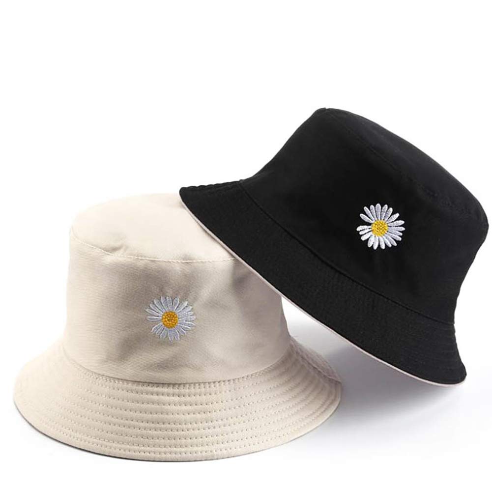 ZkptopsSun Hat for Women Bucket Hat Cotton Reversible Summer Travel Beach Fishing Cap