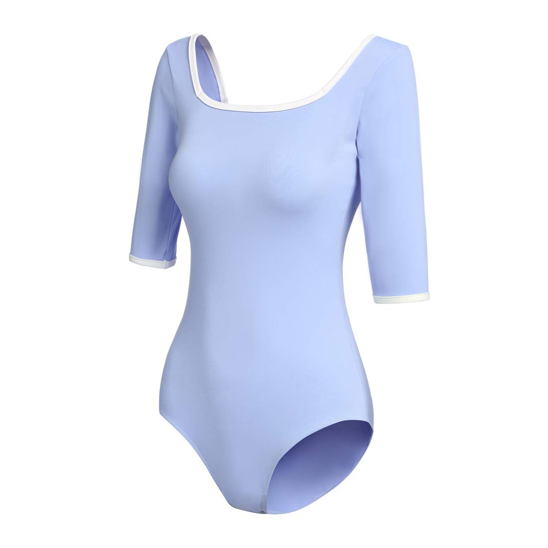 ModLatBal Women's Short Sleeve Leotard for Ballet Dance Gymnastics Bodysuit, Blue, XL