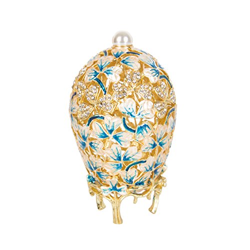 QIFU Hand Painted Easter Egg Style Enamel Trinket Box Unique Gift for Family