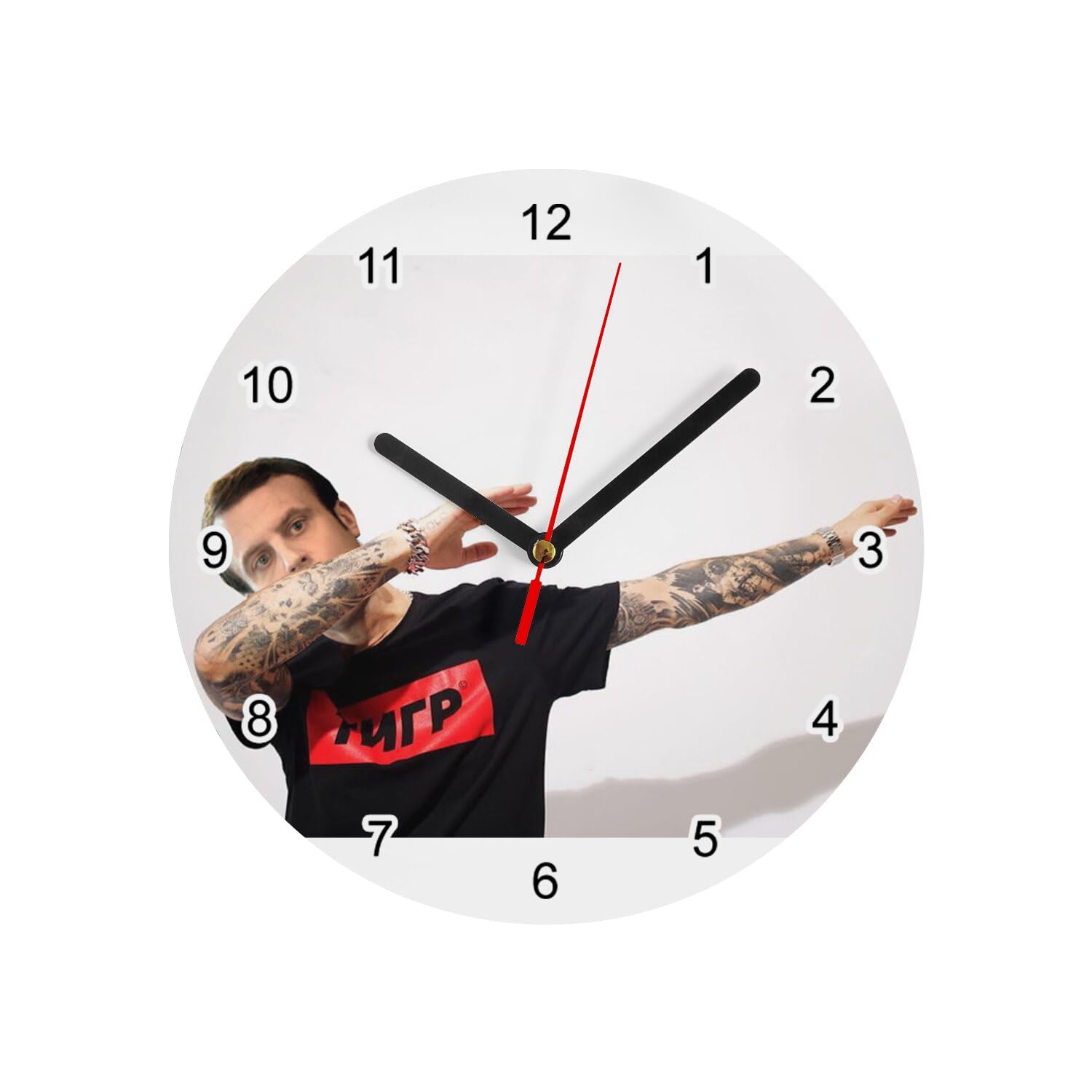 Horloge murale en verre Emmanuel Macron Dab de 20 cm - Pendule blanche humour et célébrité