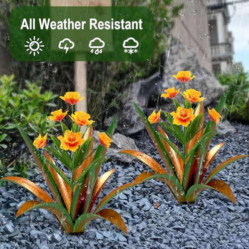 Image of TOMBABY Huge Metal Agave Plants Outdoor Decoration Outdoor Garden Decorated with Flowers Mexican Yard Art Plant Garden Gift (Green 2 Pack)