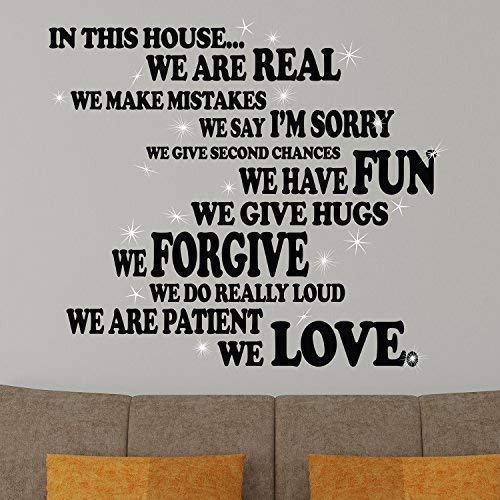 Pegatinas de pared con cristales de Swarovski y reglas familiares-II, decoración del hogar, sala de estar, guardería, restaurante, cafetería, oficina