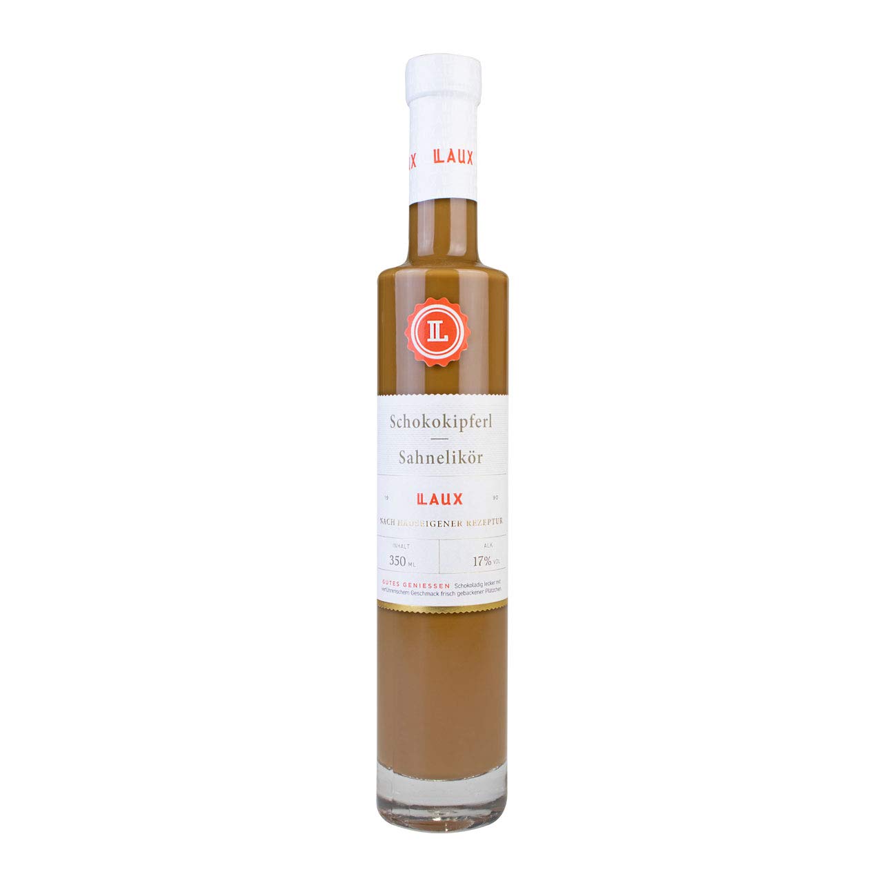 LAUX Schokokipferl Sahnelikör - Plätzchen & Schokoladen Premium Likör - Lieblich, Süße Noten & Mildes Aroma - Hochwertige Zutaten - 17% Vol. & 0,35 L