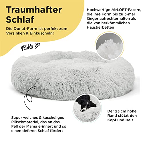 Best Friends by Sheri The Original Calming Donut - Beruhigendes Haustierbett - maschinenwaschbarer Reißverschluss-Bezug - Frostgrau - 91 x 91 cm - L