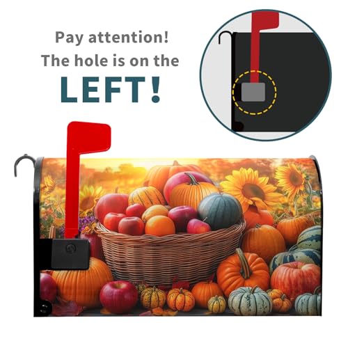 Image of Fall Harvest Mailbox Cover Magnetic Standard Size 21X18 Inch Autumn Floral Mail Box Covers Thanksgiving Pumpkin Mailbox Wraps Post Letter Box Cover for Seasonal Holiday Home Garden Yard Decor