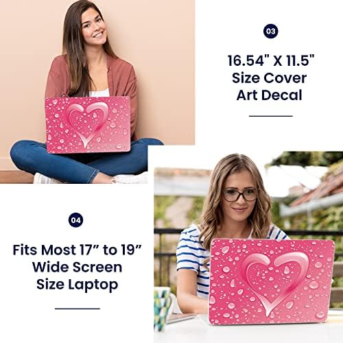 LSS Laptop 17-17.3" Skin Cover with Colorful Pink Heart Pattern for HP Dell Lenovo Apple Asus Acer Compaq - Fits 16.5" 17" 17.3" 18.4" 19" (2 Wrist Pads Free) - 2