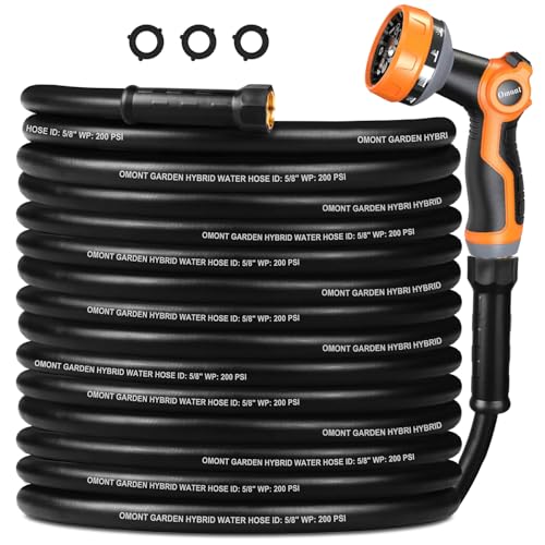Image of Garden Hose 25ft Heavy Duty Rubber Water Hose, Flexible Rubber Hybrid Hose, Leak-Free Connections, Male to Female 3 /4'' Brass Fittings for Garden, Lawn, Yard (25ft)