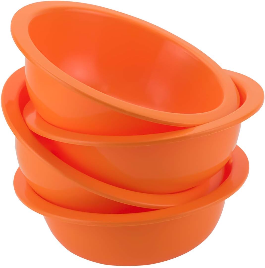 DecorRack Set of 4 Cereal Bowls, Soup Bowl for Salad, Fruit, Dessert, Snack, Small Serving and Mixing Bowls, BPA Free - Plastic, Shatter Proof and Unbreakable, Orange, 28 oz (Set of 4)