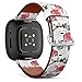 CJBROES Replacement Leather Watch Band, Compatible with Fitbit Versa 3 and Fitbit Sense of Wristband Bracelet Accessory - Floral Fantasy Flowers