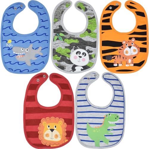 Animals 5 Pack Bibs One Size