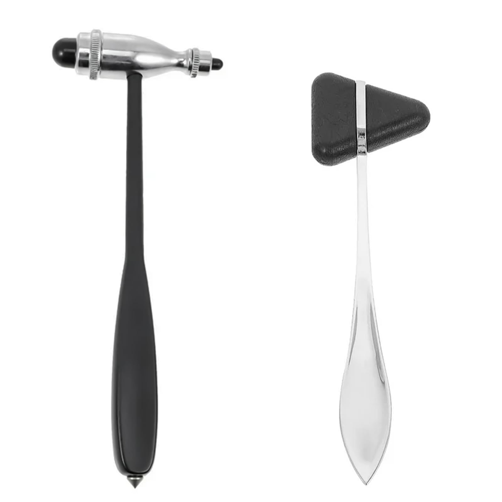 Marteau à réflexes neurologiques : lot de 2 marteaux neurologiques, marteau de percussion musculaire avec rond triangulaire pour réactions cutanées, outil de massage relaxant (noir)