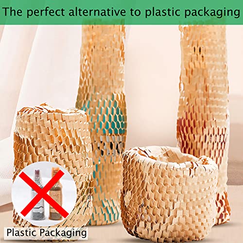 Onesimcr Honeycomb Packing Paper Wrap 15"X131' Sustainable Alternative To Bubble Wrap For Moving/Shipping/Packing Roll With 20 Fragile Sticker Biodegradable & Fully Recylable #TOP1