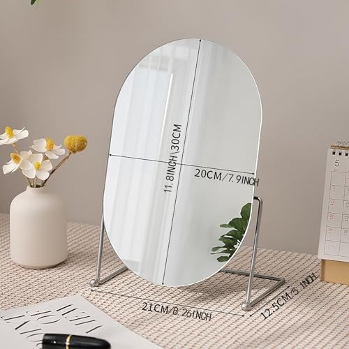 Espejo Ovalado de Mesa con Soporte Ajustable Plata miniatura 2