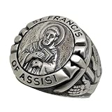 Saint Francis of Assisi Handcrafted Sterling Silver Mens Ring Stigmata, Christian, Catholic