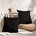 Topfinel Petit Housse Coussin 35x35 cm Canape Noir Decoration Salon Scandinave Fauteuil de Bureau Moderne Lot de 2 Housses de Coussins Velours Design Ligne 3D Motif Uni Taie d'oreiller Chambre Enfant